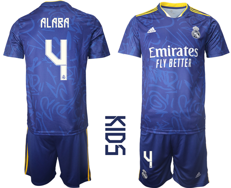 Youth 2021-2022 Club Real Madrid away blue #4 Soccer Jersey->youth soccer jersey->Youth Jersey